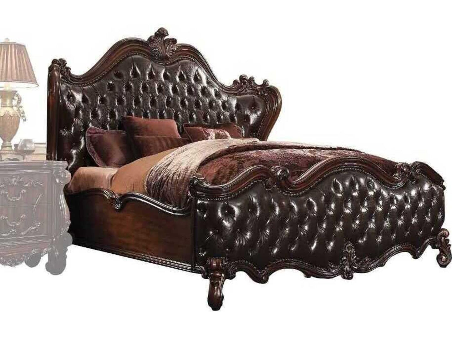 Versailles Cherry Poplar Wood Upholstered Queen Panel Bed