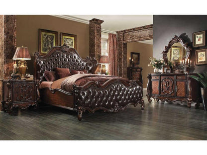 Versailles Cherry Poplar Wood Upholstered Queen Panel Bed