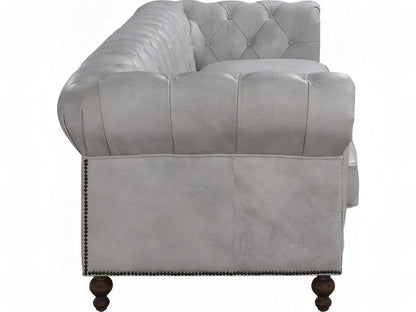 Ofer 3-Seat Vintage White Top Grain Leather Sofa