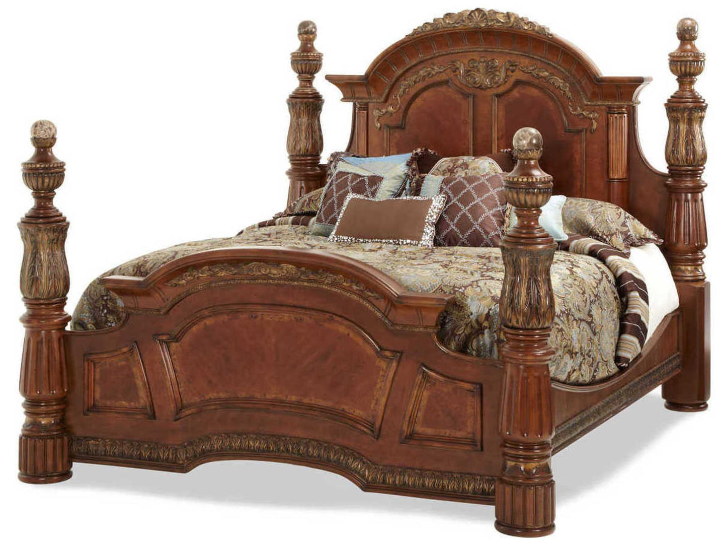Villa Valencia California King Low Poster Bed in Classic Chestnut