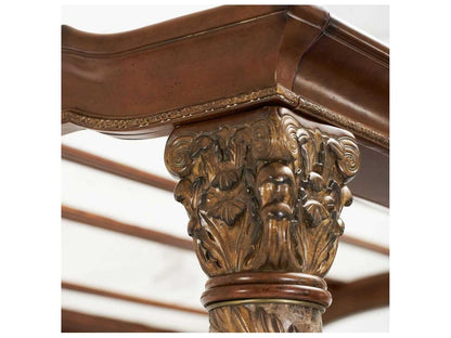 Villa Valencia Classic Chestnut Brown Wood King Canopy Bed