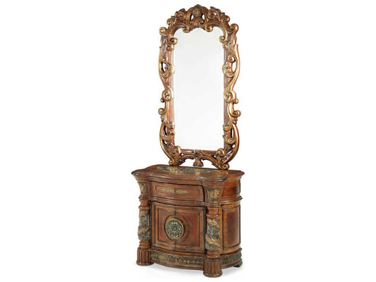 Villa Valencia Nightstand with Mirror in Classic Chestnut