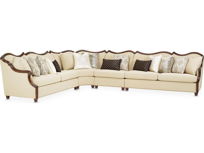 Chamberi 4-Piece Bouclé Fabric Sectional Sofa in Toast and Warm Cognac