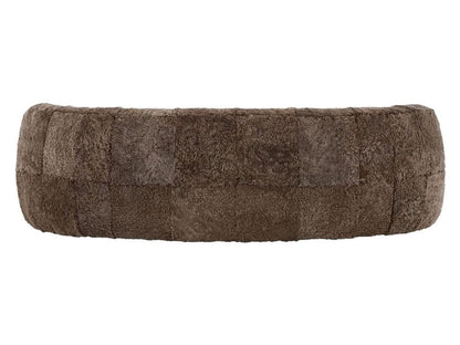 Sennon 100% Sheepskin Plush Taupe Upholstery Single Cushion Curved Sofa