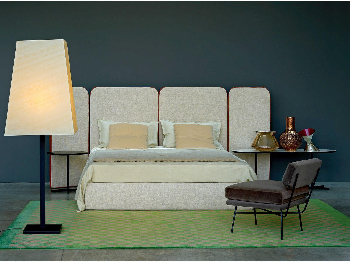 Palazzo Beige Plywood Upholstered King Platform Bed
