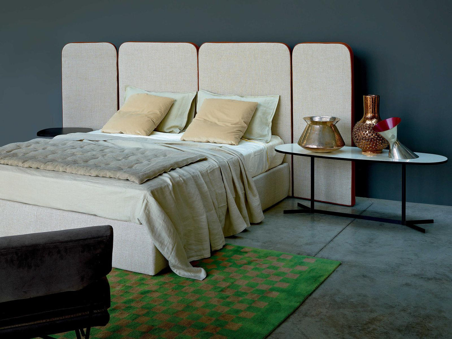 Palazzo Beige Plywood Upholstered King Platform Bed