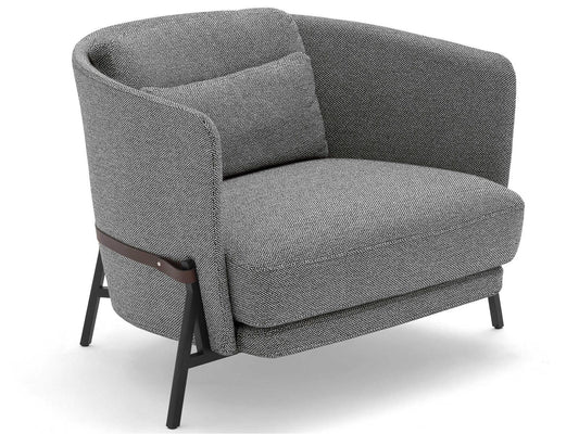 Cradle Armchair by Neri&Hu with Metal Frame and Leather Belt