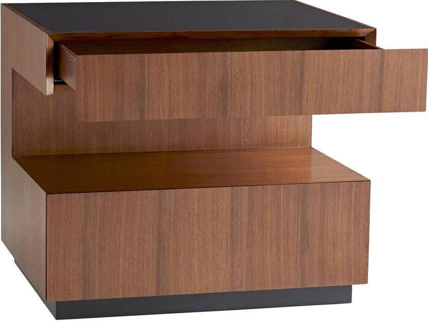 Geron Rectangle End Table in Satin Walnut and Black Lacquer