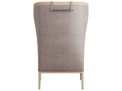 Stassi Carbon Leather Wing Accent Chair with Smoke Oak