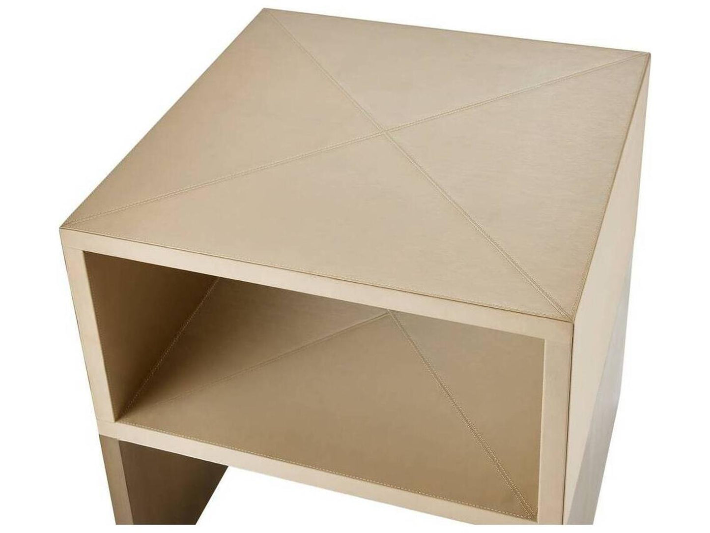 Rectangular Leather Bone Antique Brass Talcon End Table