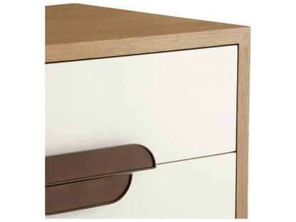 Kianna Rectangle Side Table in Oyster and White with Heritage Brass