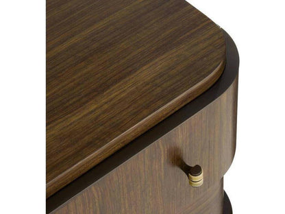 Jacques Rectangle End Side Table Brindle Ofram Veneer with Faux Horn Pulls