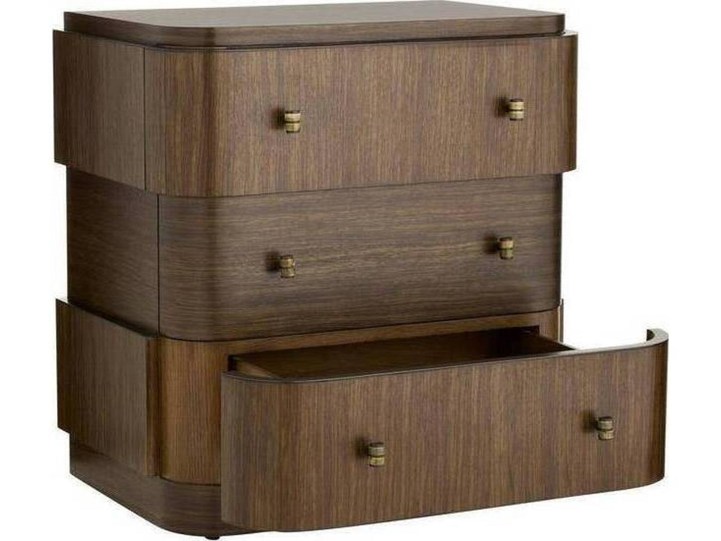 Jacques Rectangle End Side Table Brindle Ofram Veneer with Faux Horn Pulls