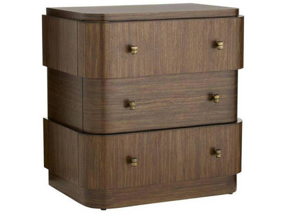 Jacques Rectangle End Side Table Brindle Ofram Veneer with Faux Horn Pulls