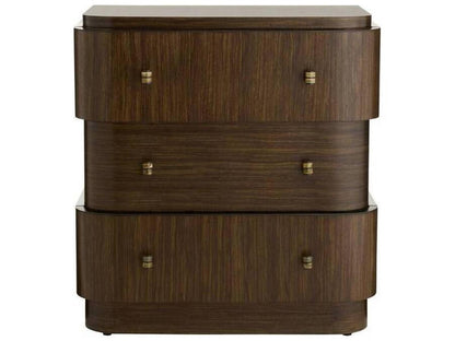Jacques Rectangle End Side Table Brindle Ofram Veneer with Faux Horn Pulls