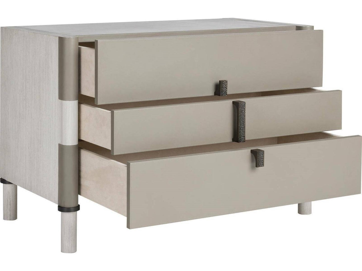 Rectangular Faux Leather Gray End Table