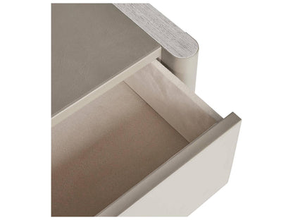 Rectangular Faux Leather Gray End Table