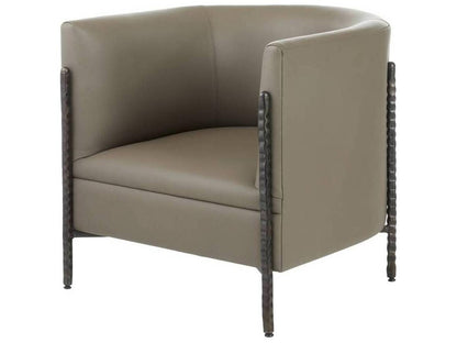 Escondido Dove Leather Lounge Chair with Bronzed Steel Frame