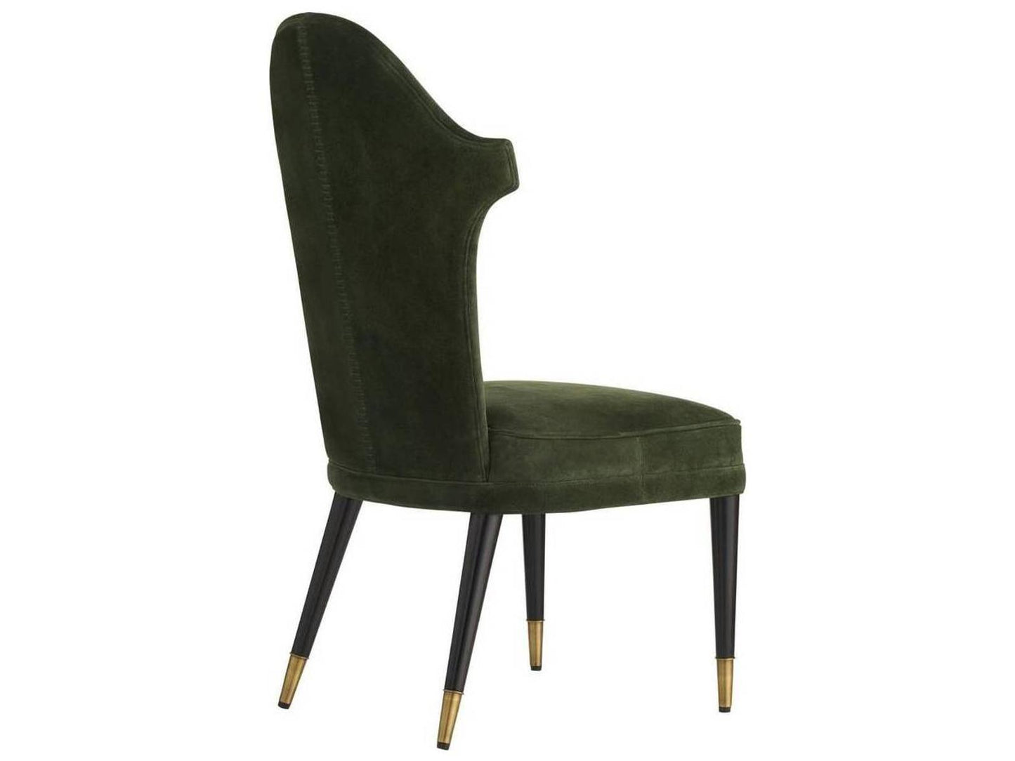 Lincoln Armless Dining Side Chair in Forest Suede and Ebony