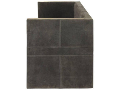 Donovan Slate Grey Antique Brass Suede Upholstered Sofa