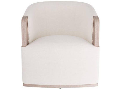 Reveal Bone Linen Cerused Oak Lounge Chair with Nailhead Trim