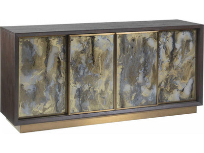 Home Verbatim 67-Inch Sliding Door Media Console in Brown Ceruse Wood