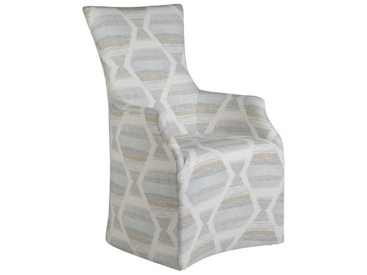 Home Juliet Upholstered Dining Arm Chair with Casters in Wheat Fabric