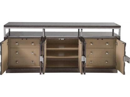 Home Viscount 79-Inch Media Console in Gold and Dark Umber