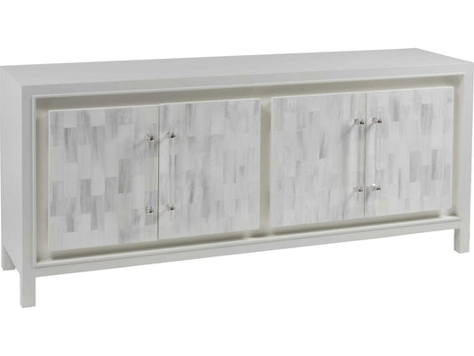 Home Elation White Media Console Table Faux Horn Resin