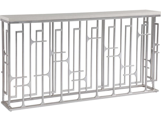 Home Mar Monte Grate Rectangular Marble Console Table with Warm Silver Leaf