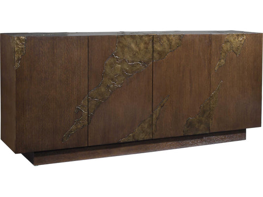 Home Contango Media Console with Bronze Slate Inserts in Rich Brown