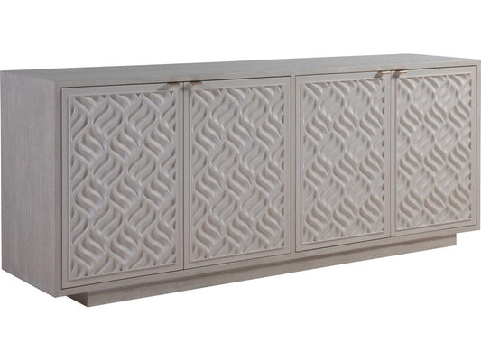 Home Solimar Media Console Table in Cream White Oak