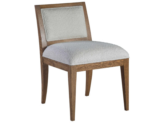Home Barnaby Upholstered Dining Side Chair in White Oak and Chenille