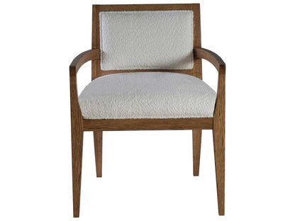 Home Barnaby Upholstered Dining Armchair in Iridescent Oak and Cameo Fabric