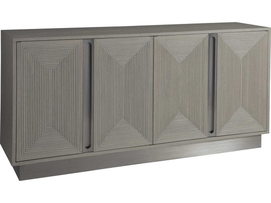 Home Gradient Media Console Buffet in White Grey Oak