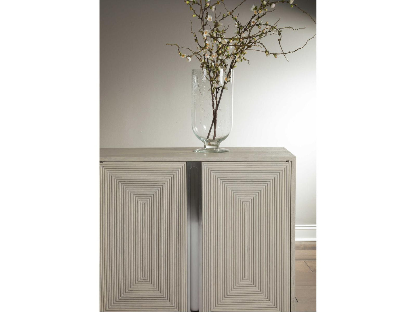 Home Gradient Media Console Buffet in White Grey Oak