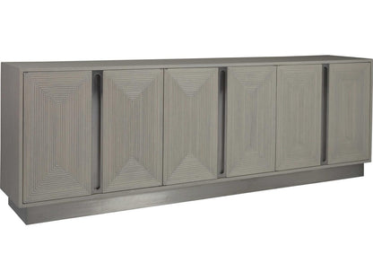 Home Gradient Long Media Console in Cerused White Grey