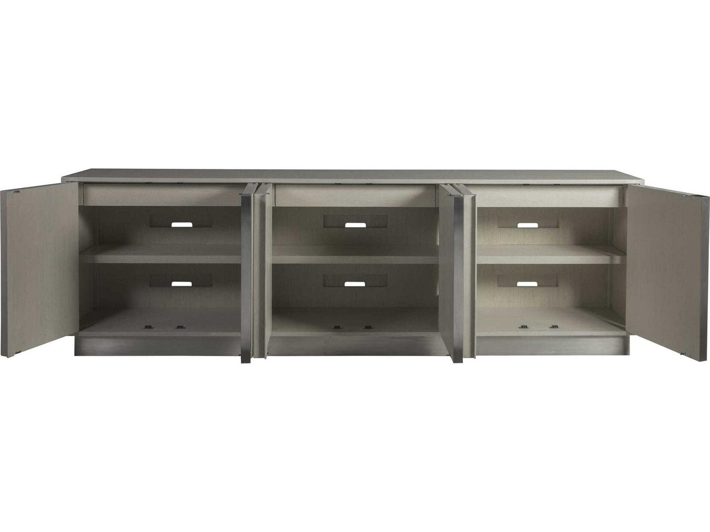 Home Gradient Long Media Console in Cerused White Grey