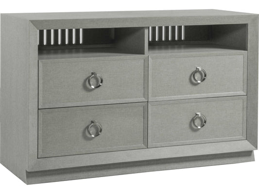Home Zeitgeist Media Console TV Stand in Lacquered Linen and Wood