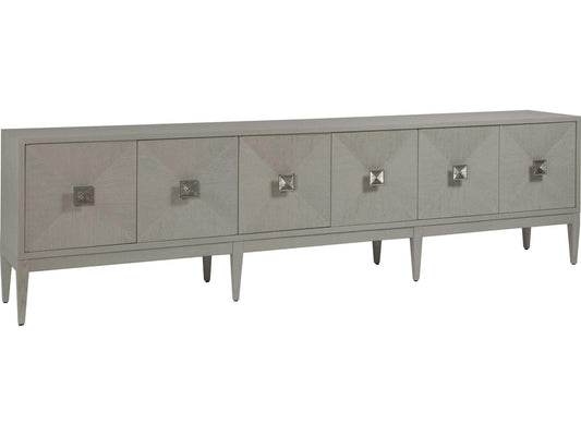 Home Logan Convertible Long Media Console Buffet in Antiqued White