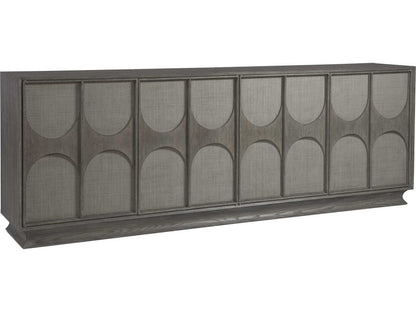 Home Monstuart Long Media Console Buffet in Warm Grey Wire Brushed Oak