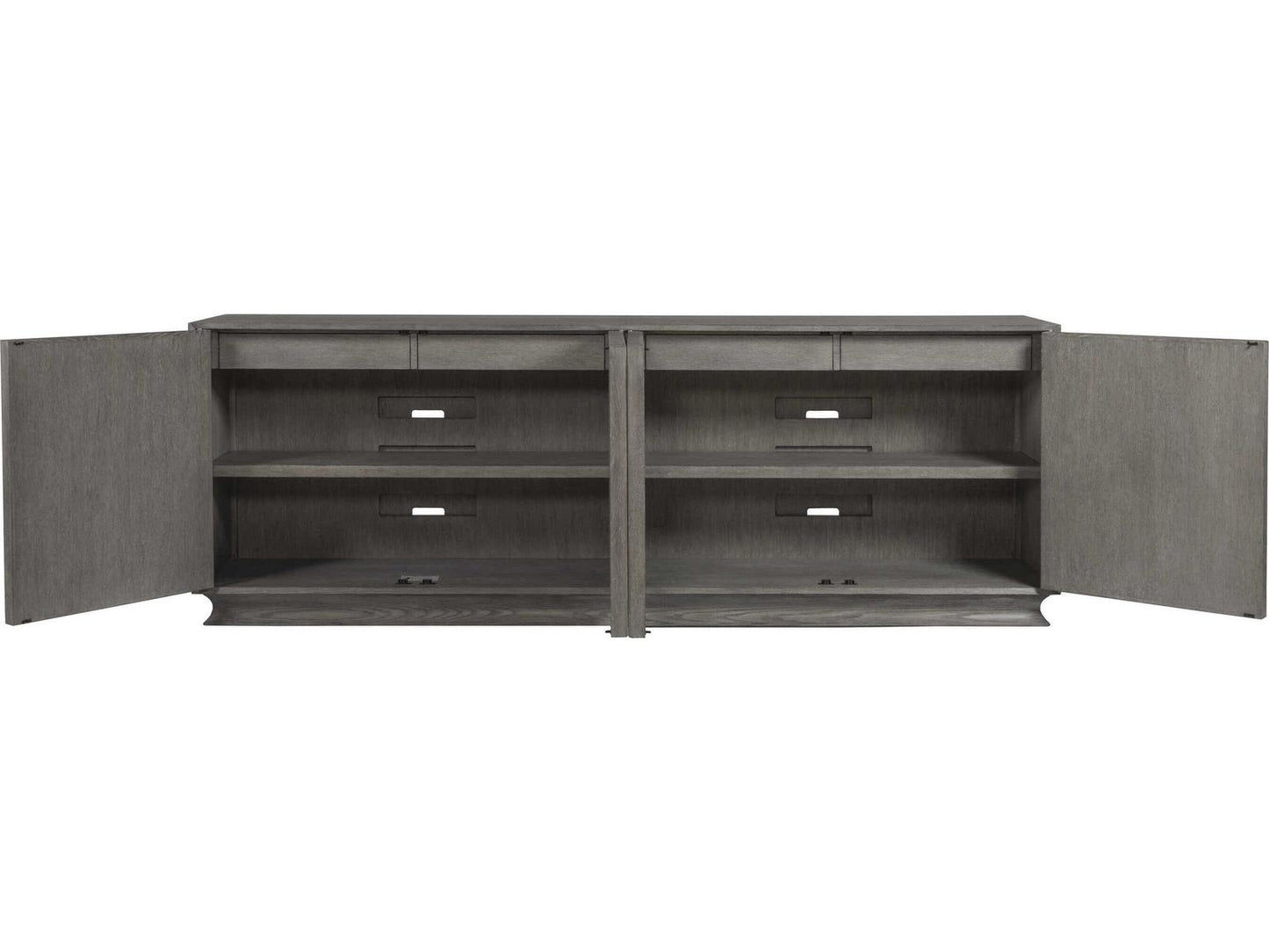 Home Monstuart Long Media Console Buffet in Warm Grey Wire Brushed Oak