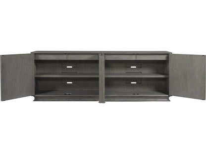 Home Monstuart Long Media Console Buffet in Warm Grey Wire Brushed Oak
