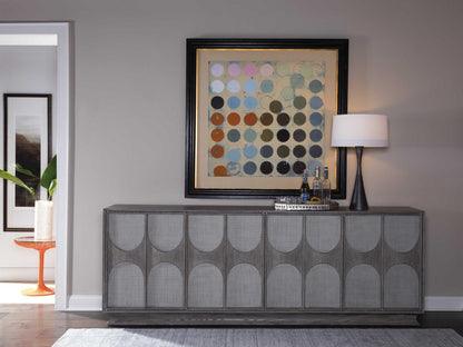 Home Monstuart Long Media Console Buffet in Warm Grey Wire Brushed Oak