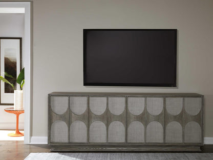 Home Monstuart Long Media Console Buffet in Warm Grey Wire Brushed Oak