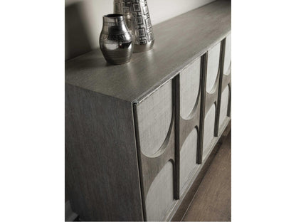 Home Monstuart Long Media Console Buffet in Warm Grey Wire Brushed Oak