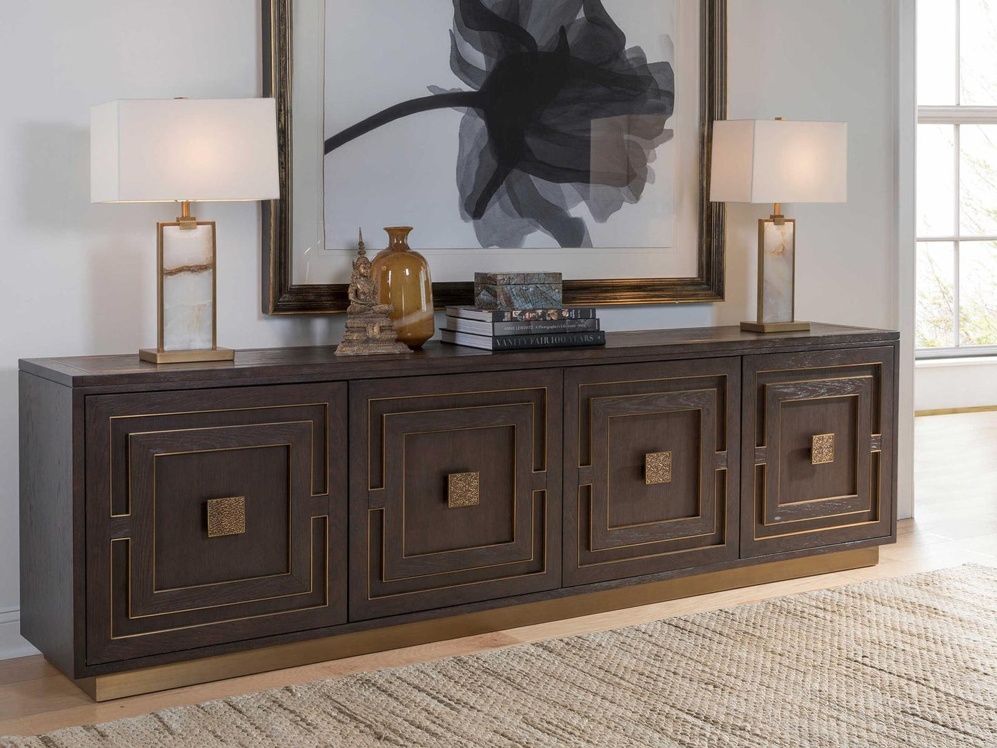 Home Verbatim 100-Inch 4-Door Media Console in Brown Cerused White Oak