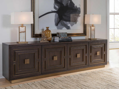 Home Verbatim 100-Inch 4-Door Media Console in Brown Cerused White Oak
