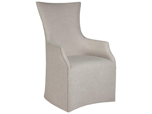 Home Juliet Upholstered Dining Arm Chair with Casters in Wheat Fabric