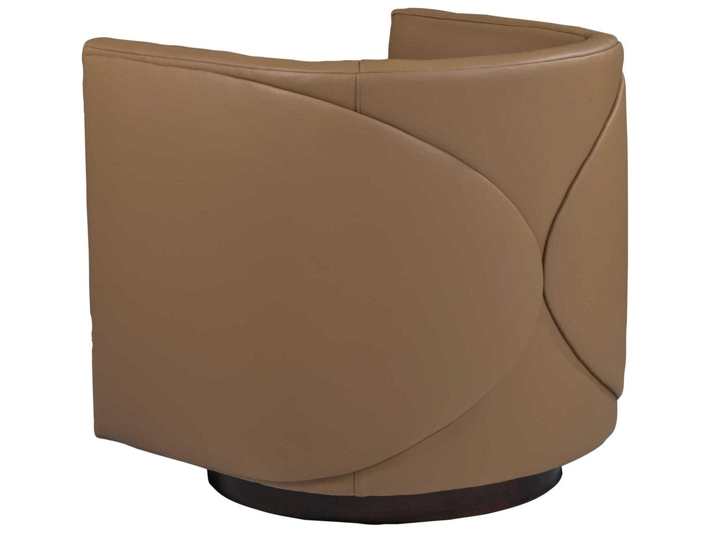 Home Ingrid Leather Swivel Accent Chair in Brown with Wood Base
